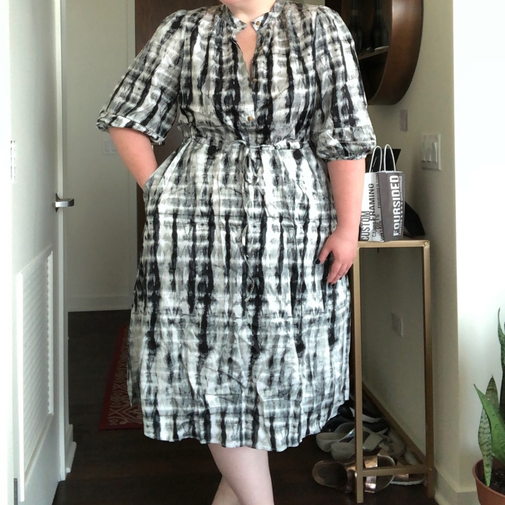 Who What Wear Tie Dye tie waist Dress